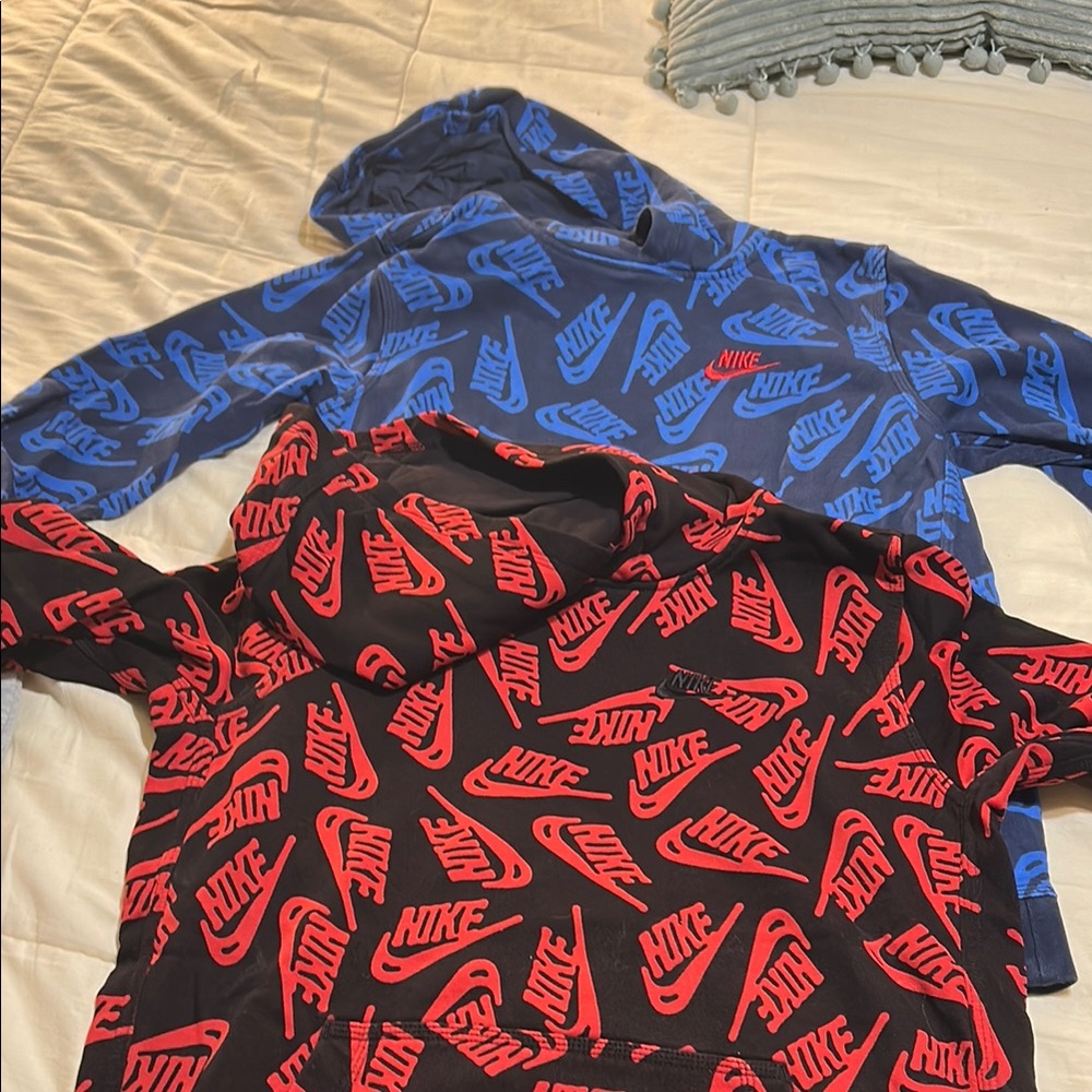 Nike Kids' Red and Blue Logo Hoodies